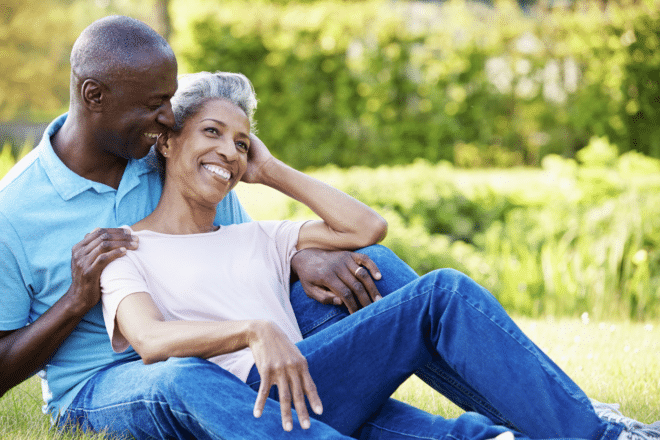 two person enjoying clear sound